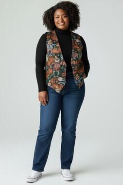 Facets by Mirrors Wmns Sz M Vintage Tapestry Vest Scarecrow Pumpkin Fall USA